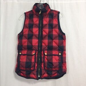 J. Crew Red and Black Checkered Vest